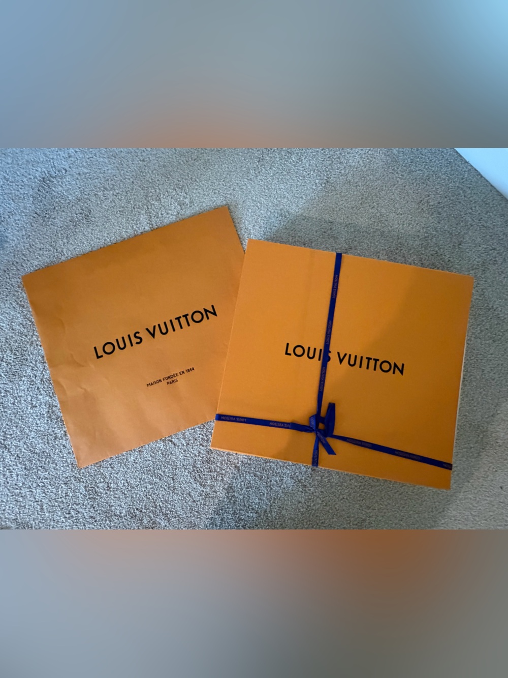 Louis Vuitton Large Orange Gift Box + Shopping Bag + Ribbon